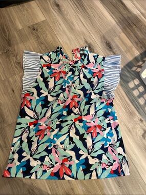 SHEIN Multicolor Floral Flutter Sleeve Blouse